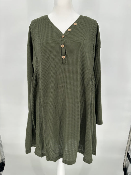Umgee Olive Green Waffle Weave Dress