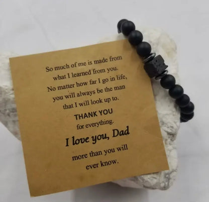 I Love You Dad Black Beaded Bracelet