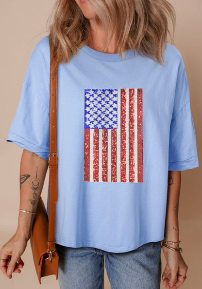Light Blue American Flag T
