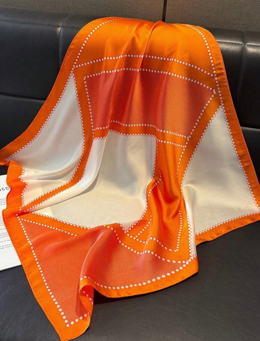 Orange and White Scarf 25”x25”