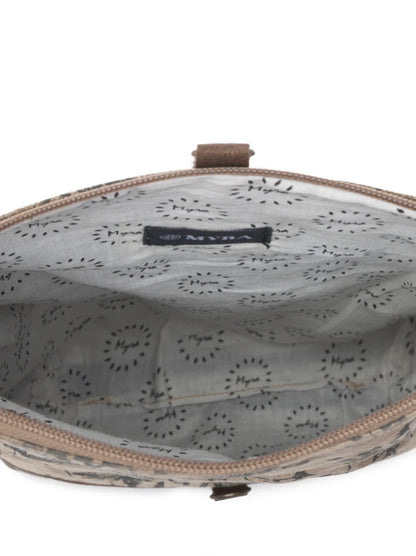 MY7 MYRA BRAND Tazzie Floral Accent Printed Canvas Crossbody Shoulder Bag with Zipped Fold Over and Secure Latch for Added Style and Security