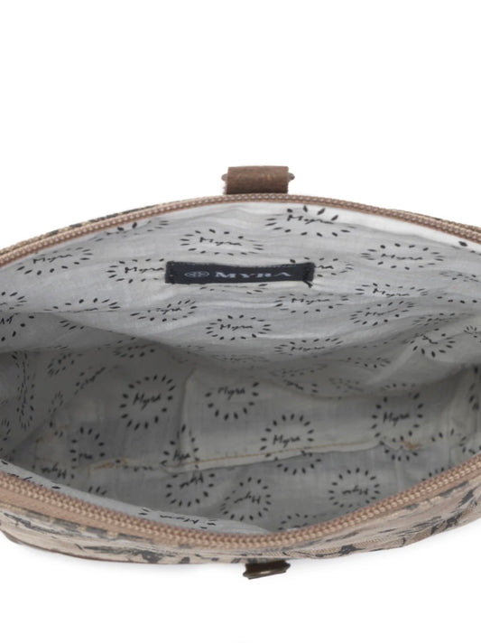 MY7 MYRA BRAND Tazzie Floral Accent Printed Canvas Crossbody Shoulder Bag with Zipped Fold Over and Secure Latch for Added Style and Security