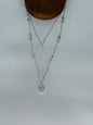 Trezo Silver and Beaded 2 Layer Necklace and Bracelet with Magnetic Closure