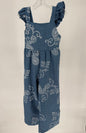 CH13 Children's Blue Paisley Print Wide Leg Jumpsuit with Elastic Back Bodice and Ruffle Cap Sleeves ￼
