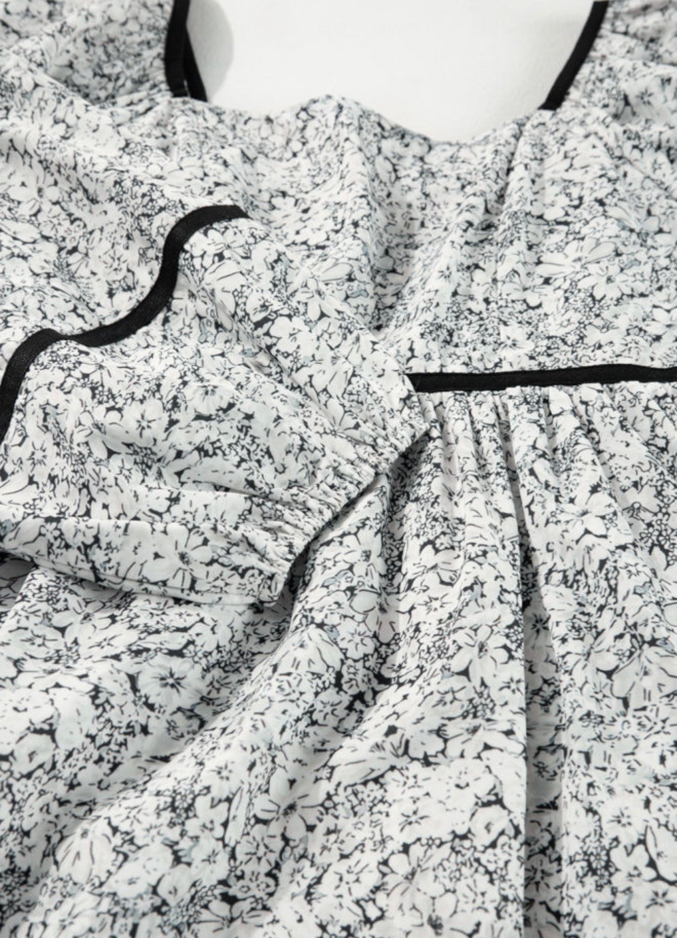 Black and White Tiny Flower Printed Dress