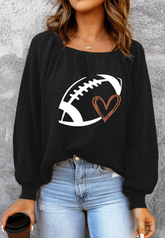 Black football shirt with Heart