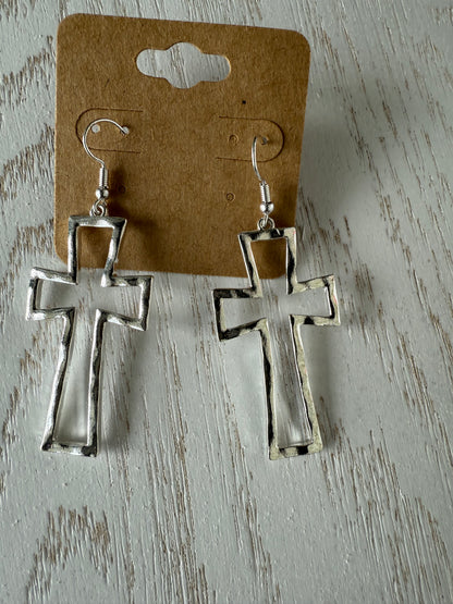 Silver Hammered Textured Earrings
