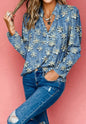 A17 Blue Floral Print Blouse