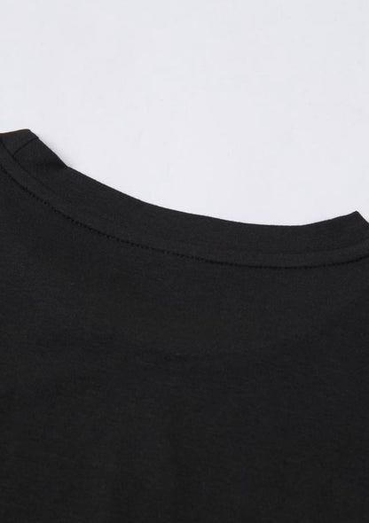 Black T Shirt with Cuff Sleeves