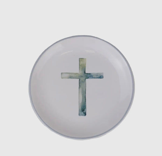 Watercolor Painted Cross Trinket Dish