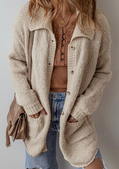 Soft and Fluffy Beige button up cardigan sweater