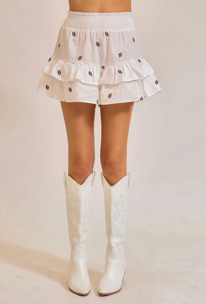TN8 White Game Day Football Patch Skirt