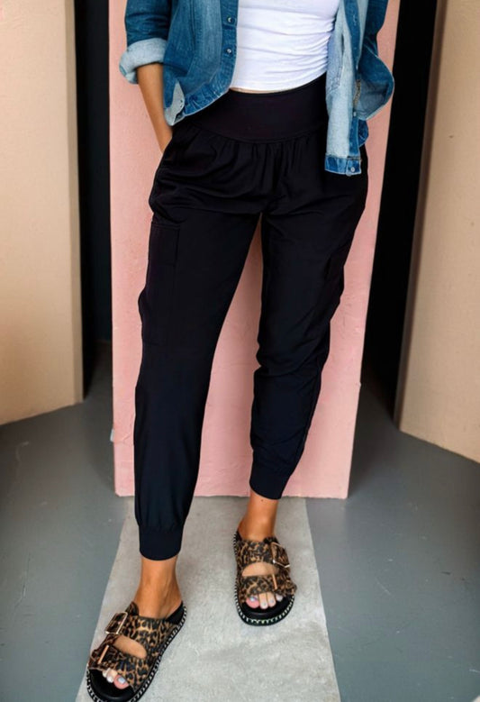 Black Cargo Jogger Style Pants