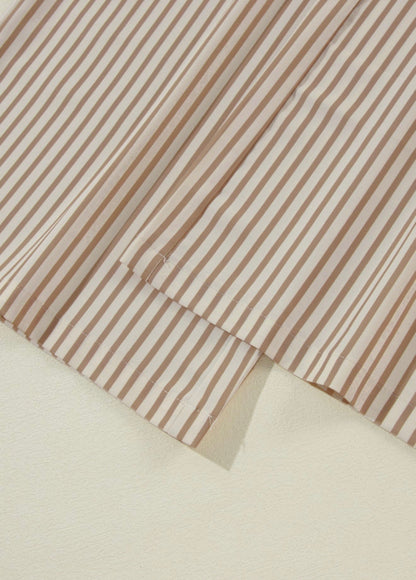 Khaki striped wide leg, drawstring pants