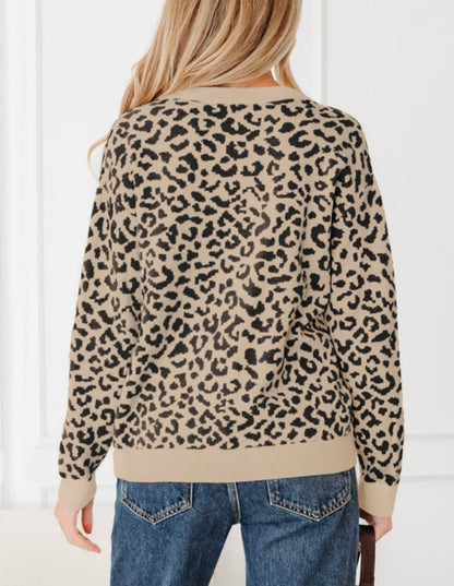 A50 Animal Print Button Front Cardigan Sweater - Ivy's Gifts & Boutique