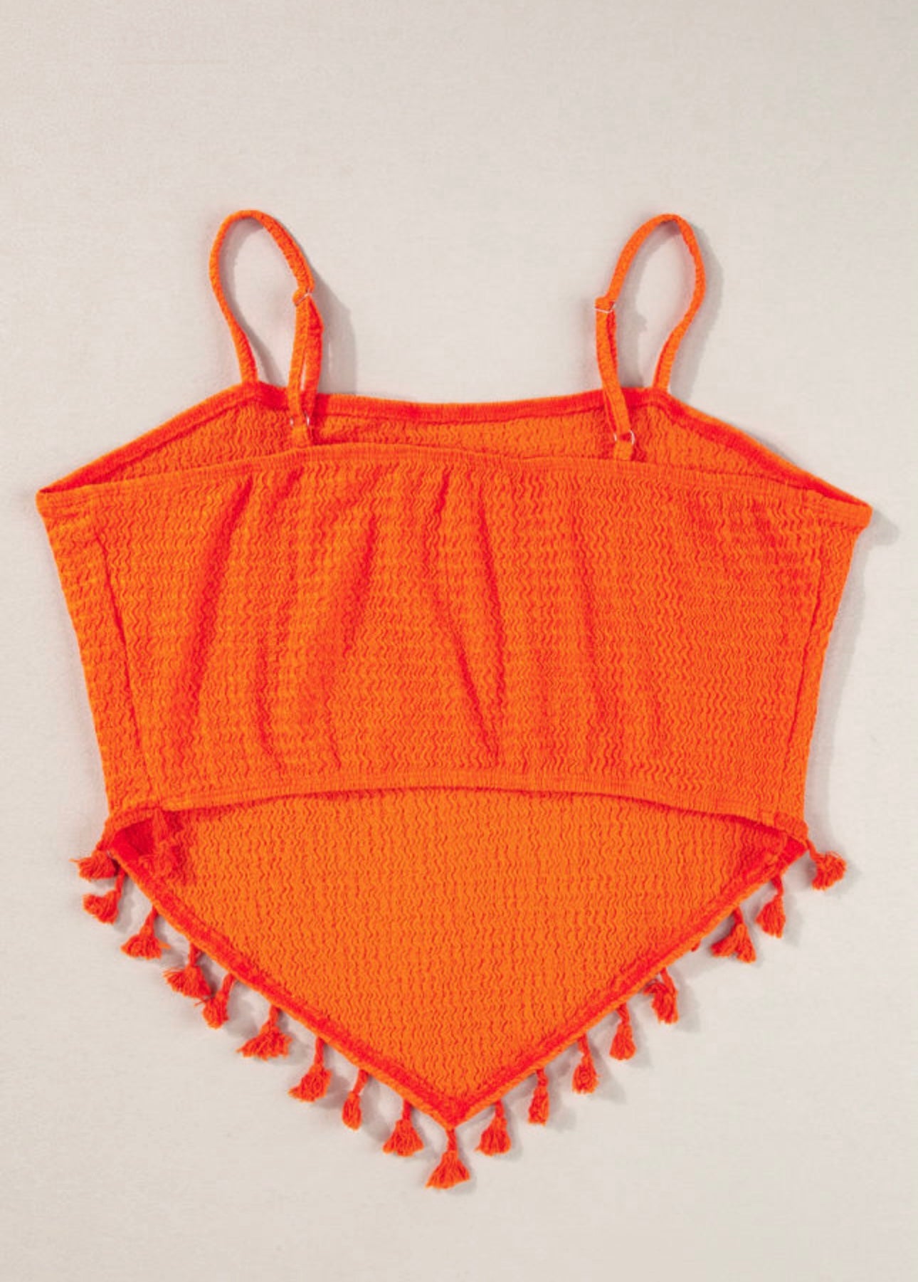 Orange Tassle Crop Tank Top