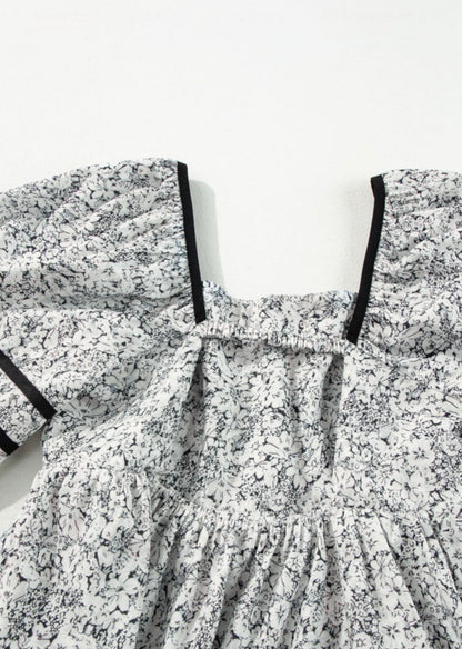 Black and White Tiny Flower Printed Dress