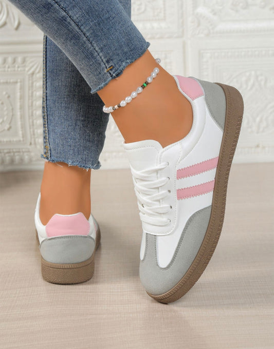 A52 Trendy Sneakers with Pink Stripes - Ivy's Gifts & Boutique