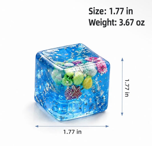 Colorful SLS Sea Life Squishy Cube from Ivy's Gifts & Boutique, featuring sea creatures and soft, squeezable texture for stress relief