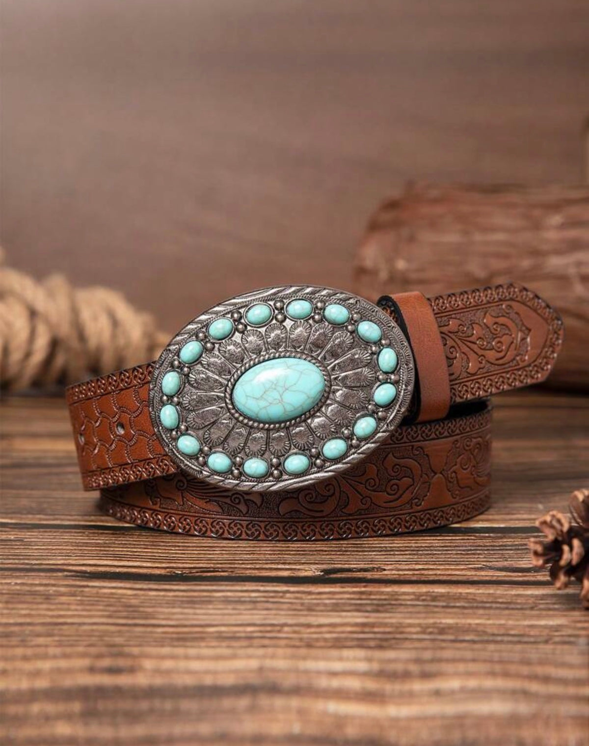 FTBS Faux Turquoise Western Style Belt