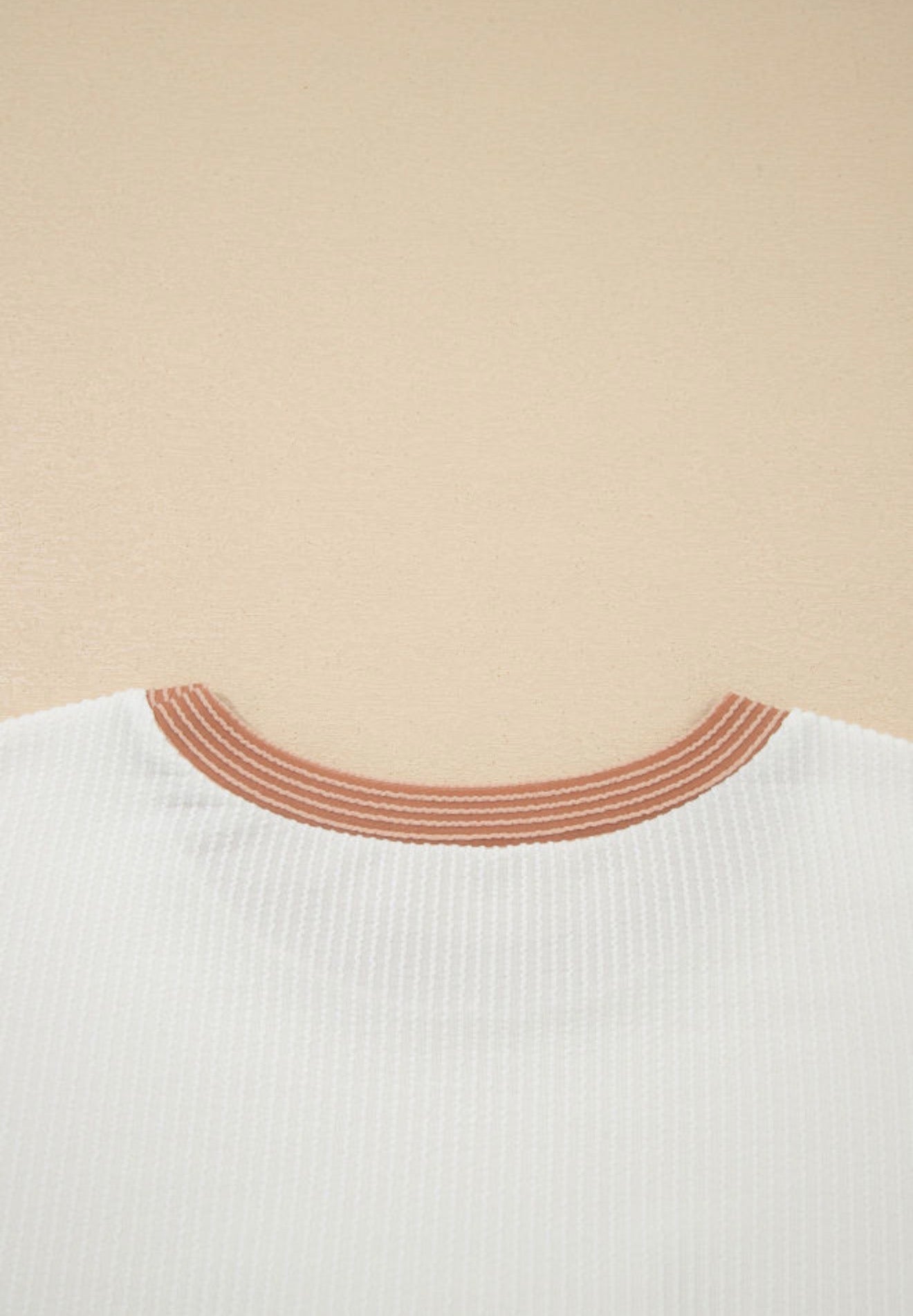 PP15 Bow Knot Detailed Ribbed Top with Short Sleeves in Natural Monotone Colors