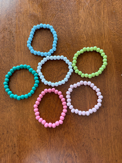 JW1 Boho Painted Wooden Bead Stretch Bracelets