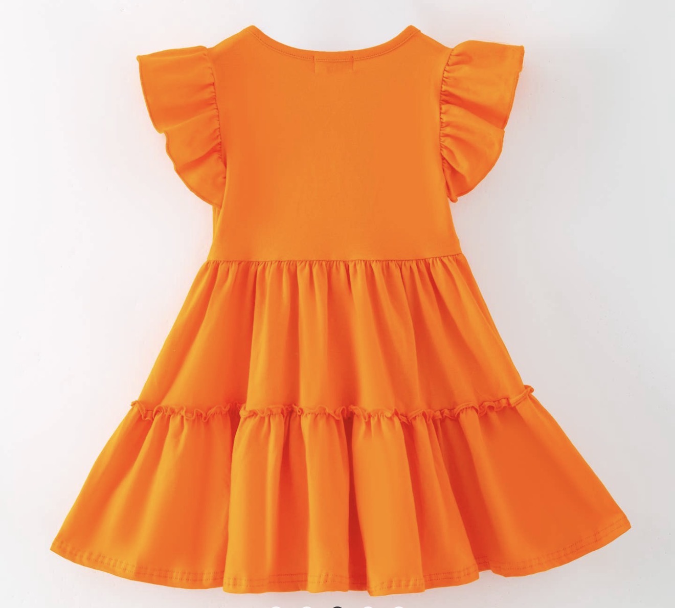 CCTND Orange Flutter Sleeve Tier Ruffle Hem Dress with Sequin Embellishments