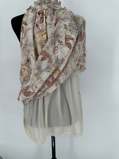 Umgee Cream Floral Print High Neck Top