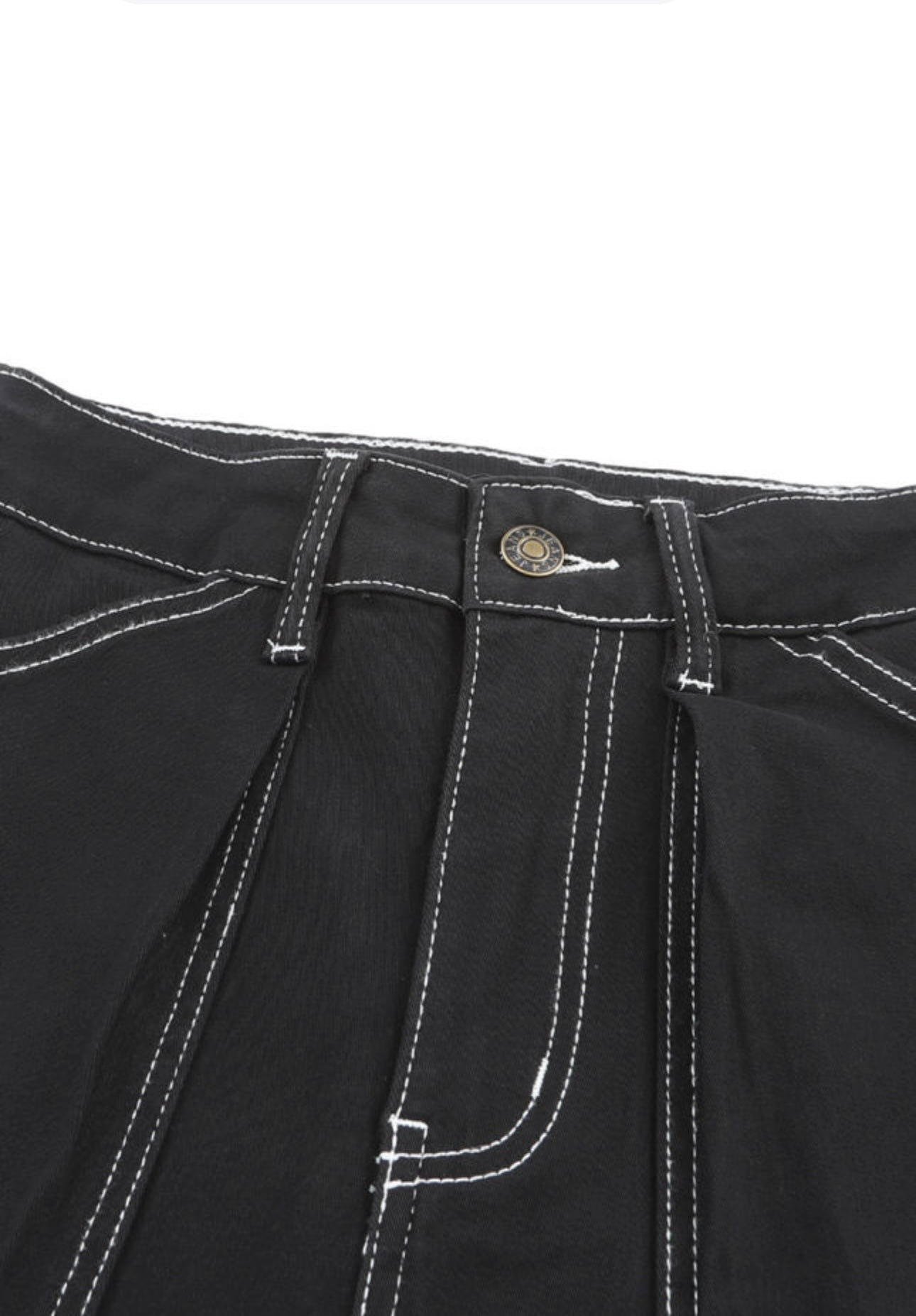 Black Cargo Pants with White Contrast Stiching