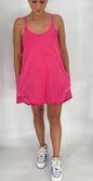 Hot Pink Mineral Washed Romper “Dress” with Full Body Unitard Underneath