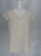 Ivory Cream Textured Top with Capped Flutter Sleeves and Lining