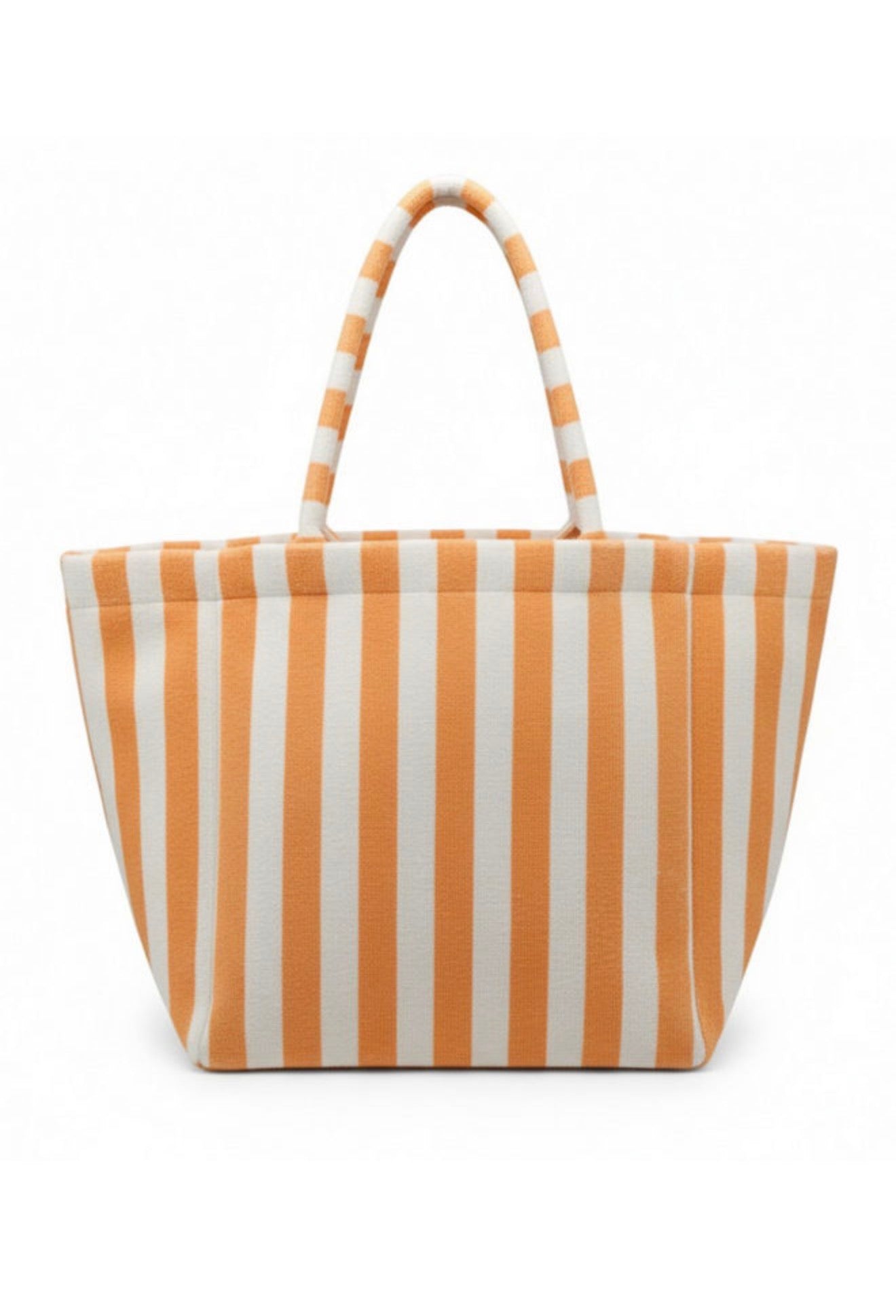 ML61 Orange and White Stripe Terry Cloth Large Tote Bag