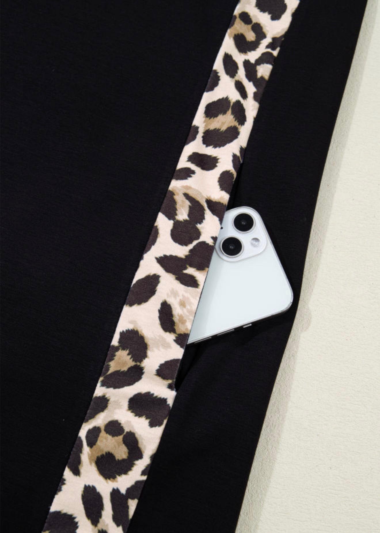PP17 Black Shift T Shirt Dress with Pockets and Animal Print Accents