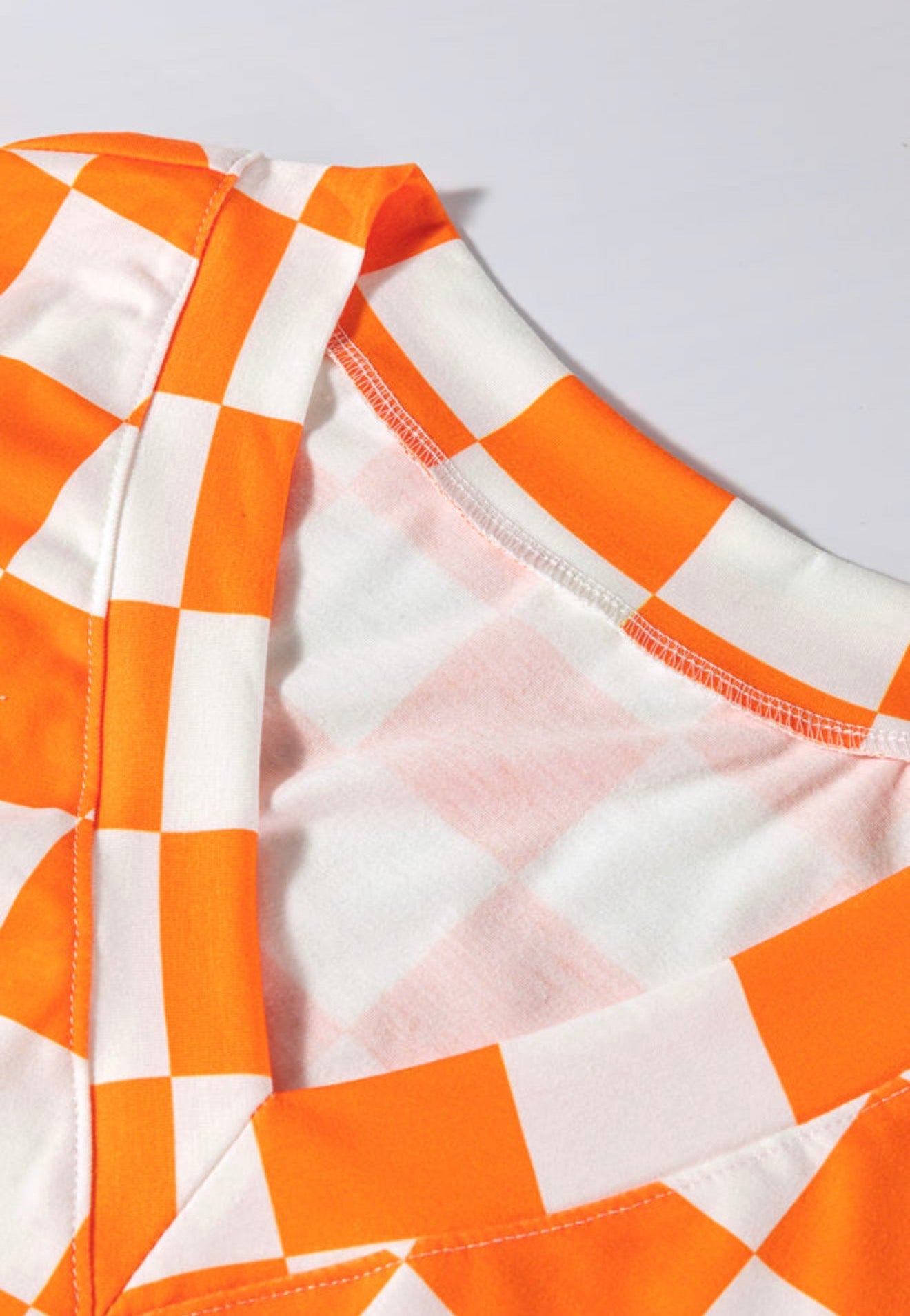 MLOWS Orange and White Checkered 2 Piece Set