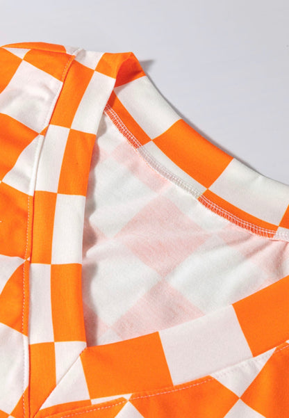MLOWS Orange and White Checkered 2 Piece Set