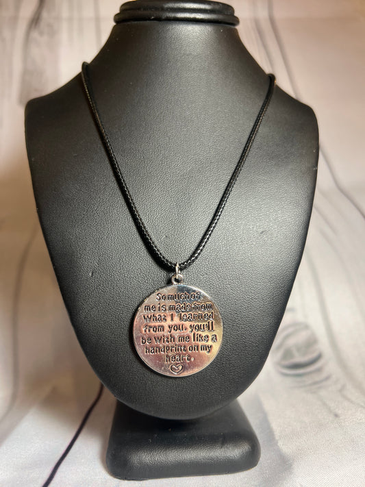 Black quote necklace