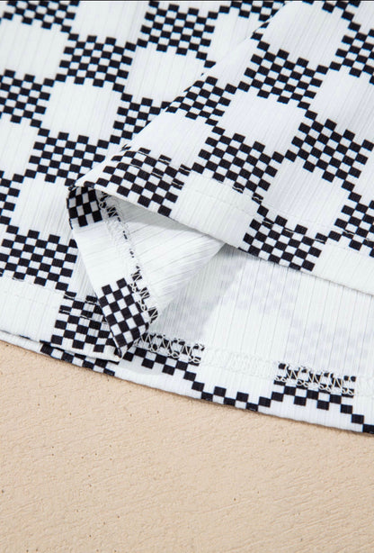 Black and White Checked Cropped Tank