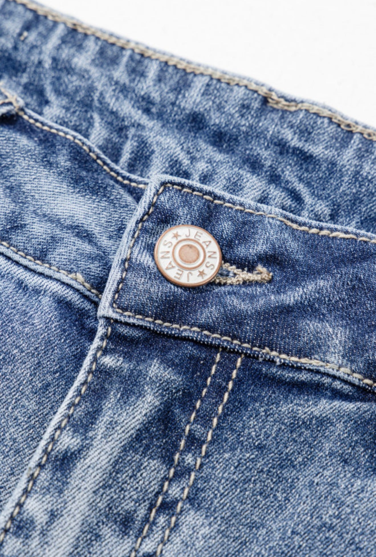 Distressed Blue Jeans with Trendy Frayed Wide Leg Hem