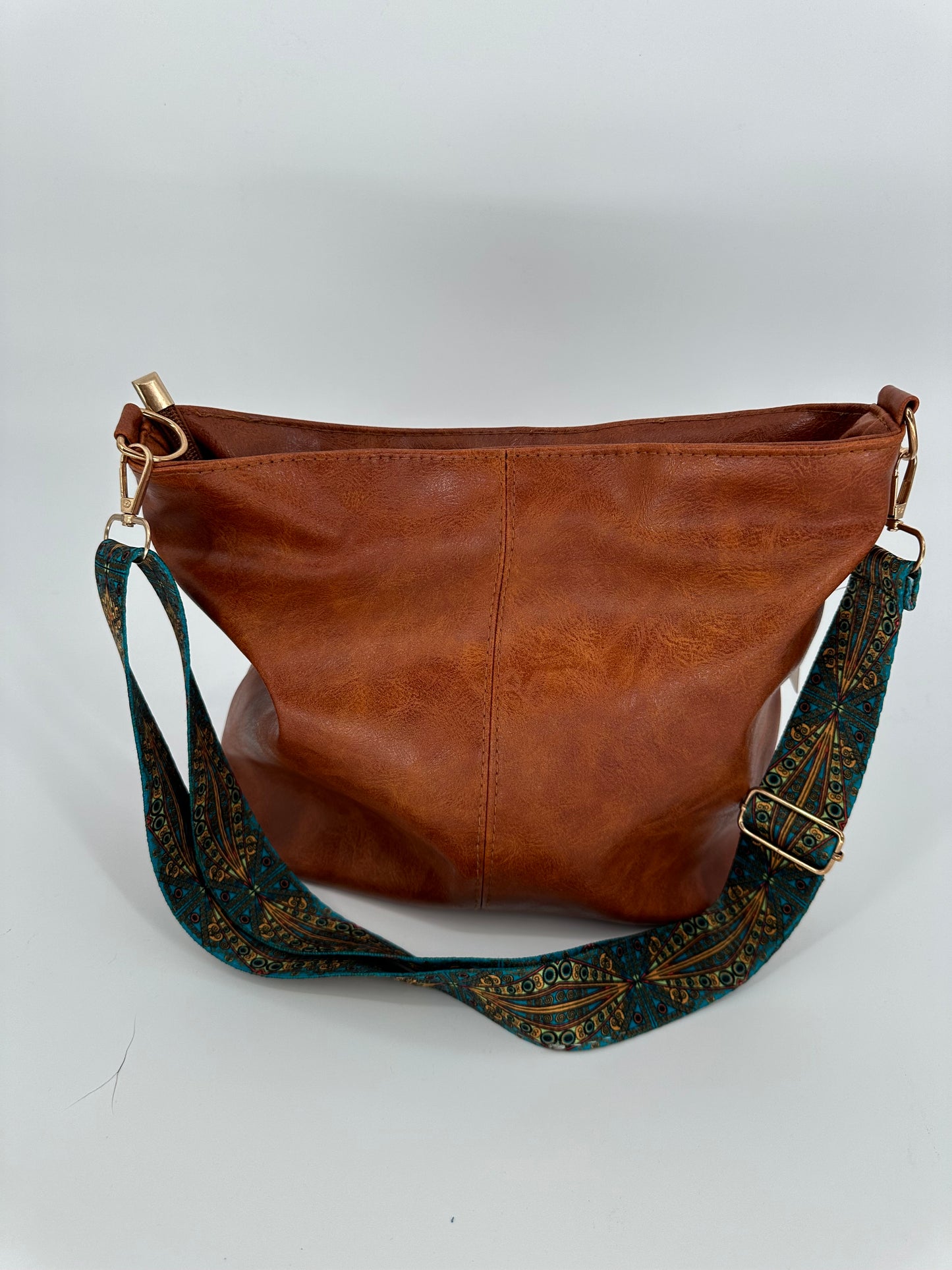 Camel Color Shoulder Bag with Trendy Camera Strap