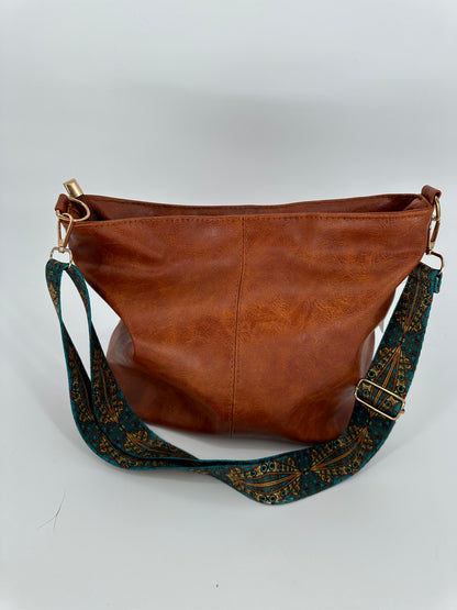 Camel Color Shoulder Bag with Trendy Camera Strap