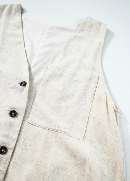 Beige Tan Front Button Romper