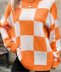 Orange and White Oversized Sweater