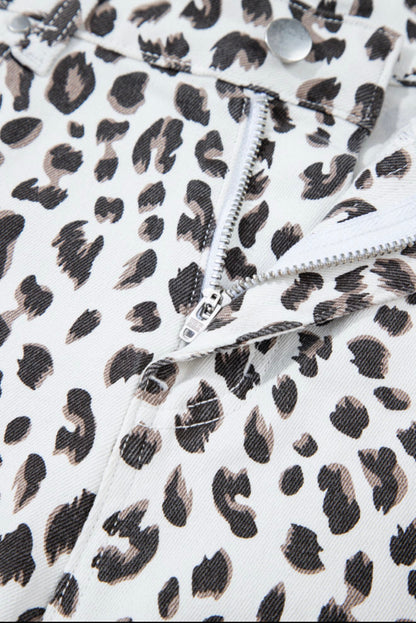 Animal Print Shorts with Frayed Hem
