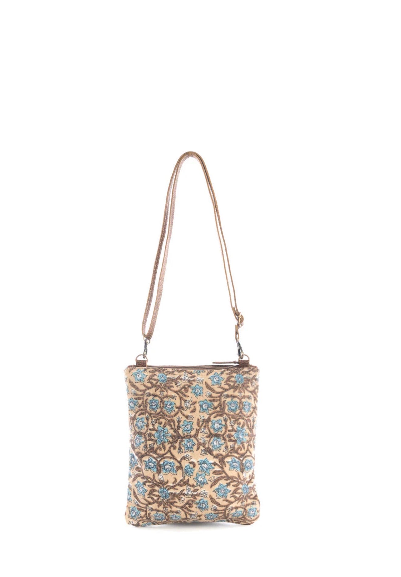 MY12 MYRA BRAND San Ysidro's Fall Print Small Crossbody Bag with Outer Zip Pocket, Leather Accents and Adjustable shoulder/crossbody Strap