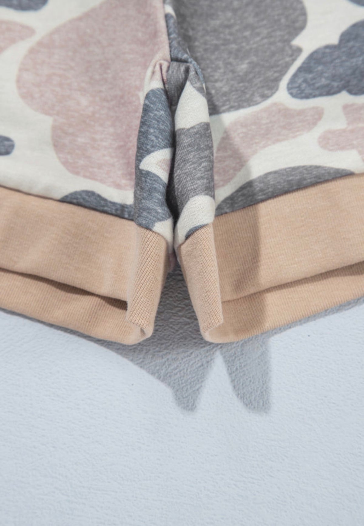 MLCO Washed Out Camo Short Set with Short Sleeved Collard Shirt and Elastic Waist Drawstring Shorts with Pockets