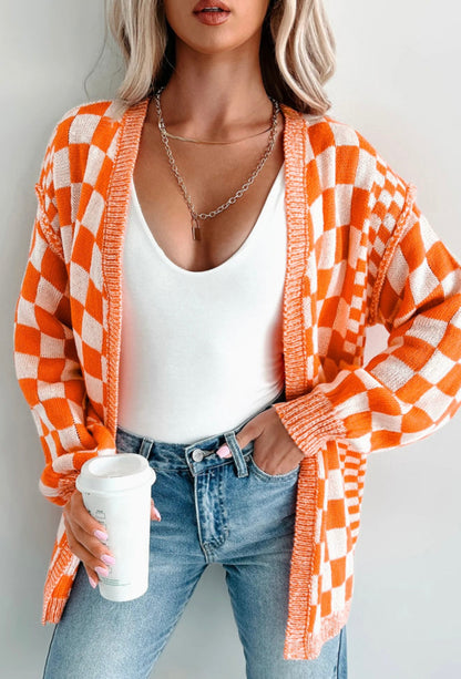 Checkered Sweater in Orange and White