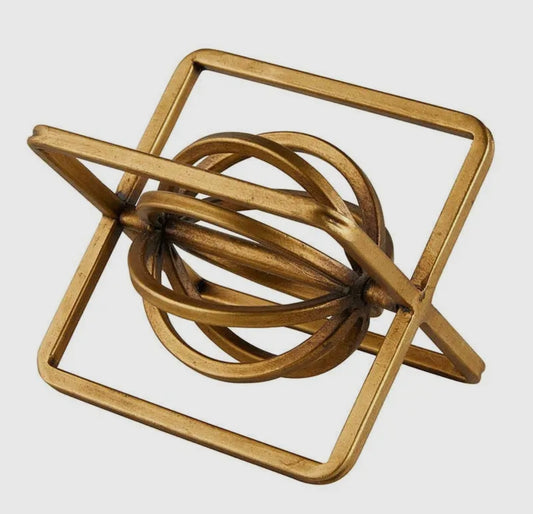 Antique Brass Spinning Ball in Cage