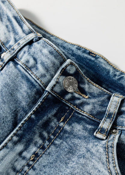 Light Wash Denim Jeans with Trendy Wide Hem