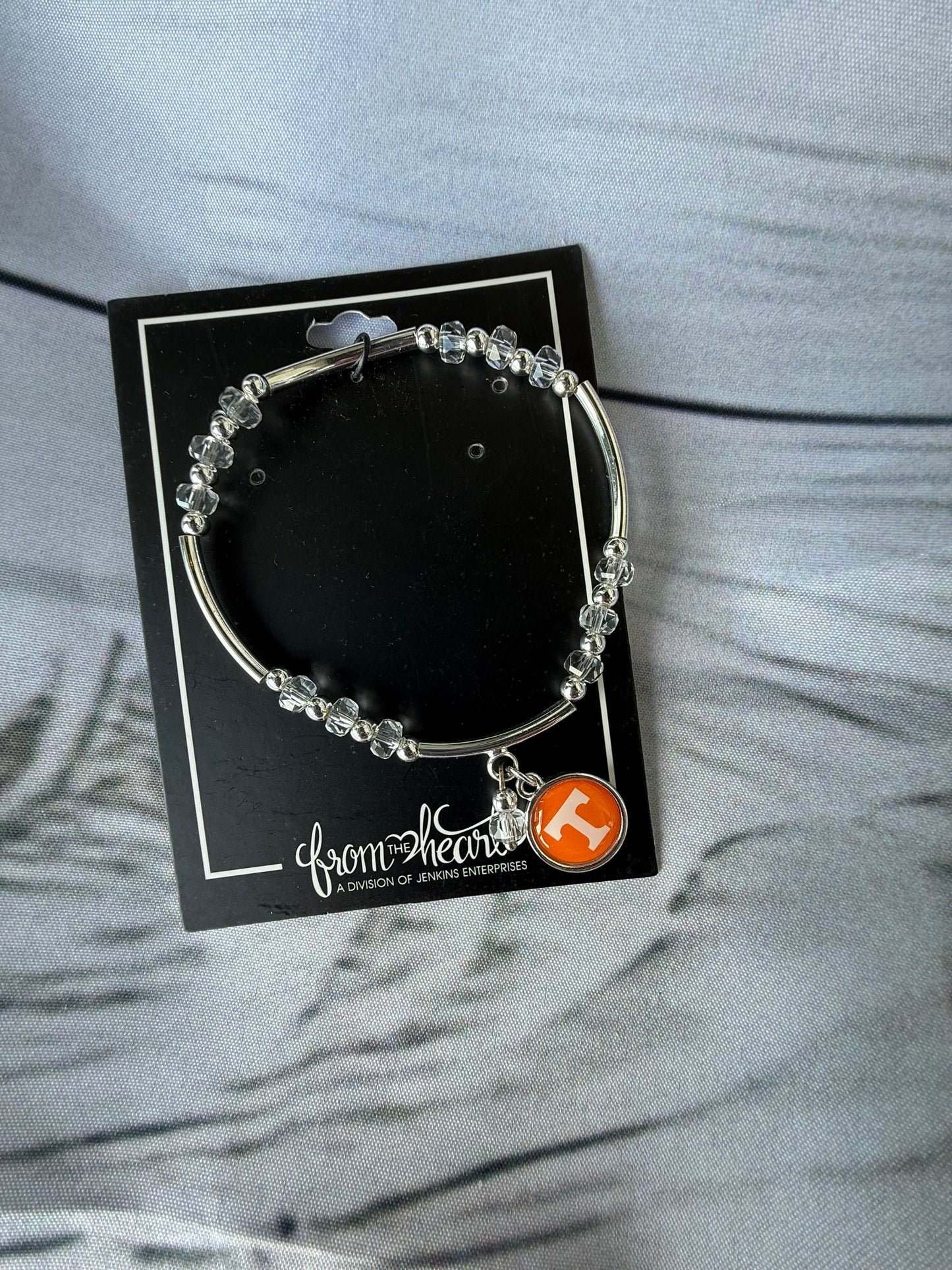 Tennessee Charm Stretch Bracelet with Crystal Bead Accents