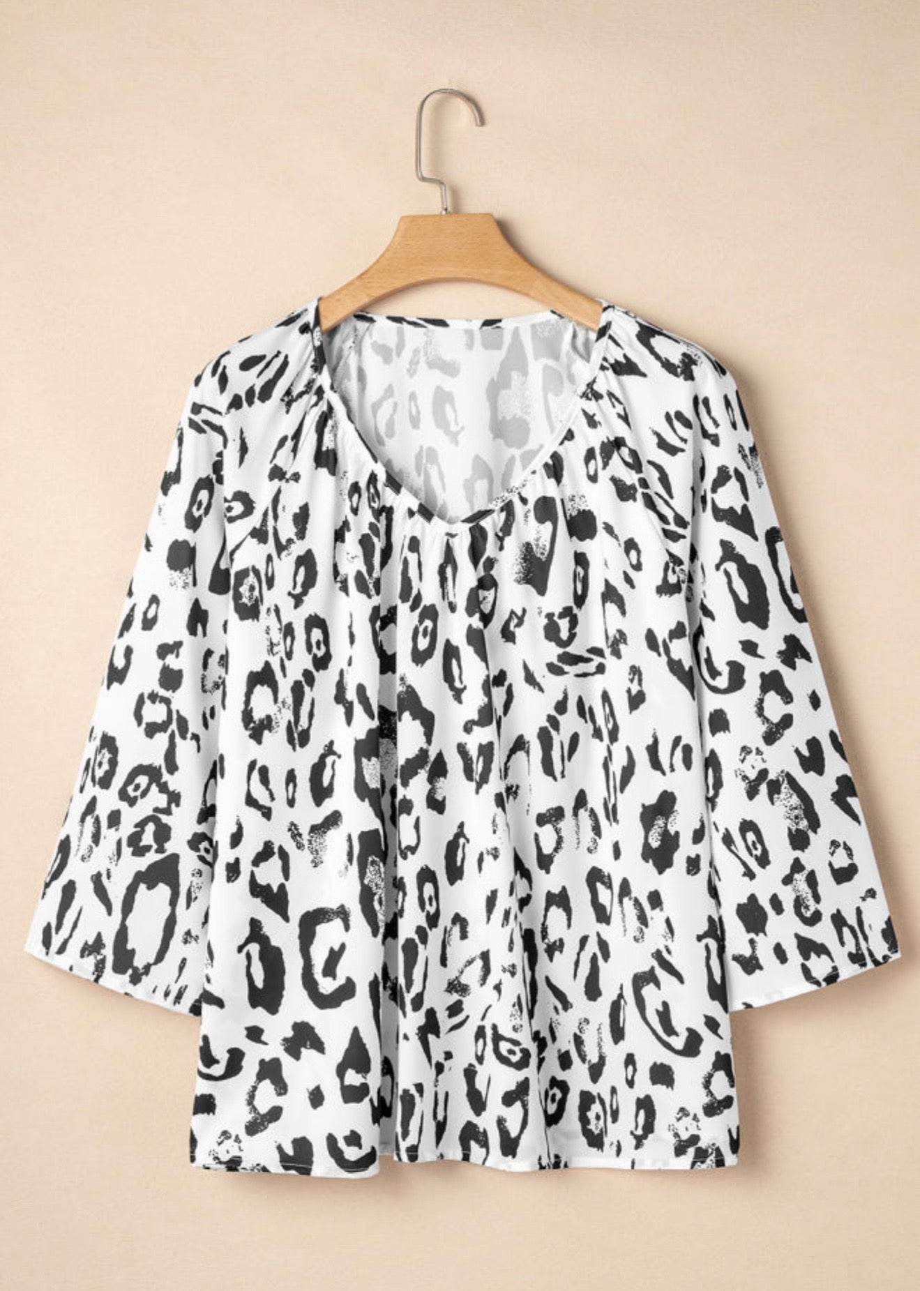 White Animal Print Blouse